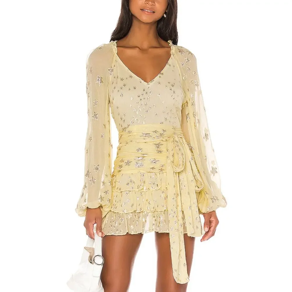 LoveShackFancy Rina Star Dress in Sunflower Size 4